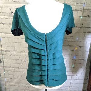 🆕 Anthropologie"Endless Pleats" Emerald Cardigan